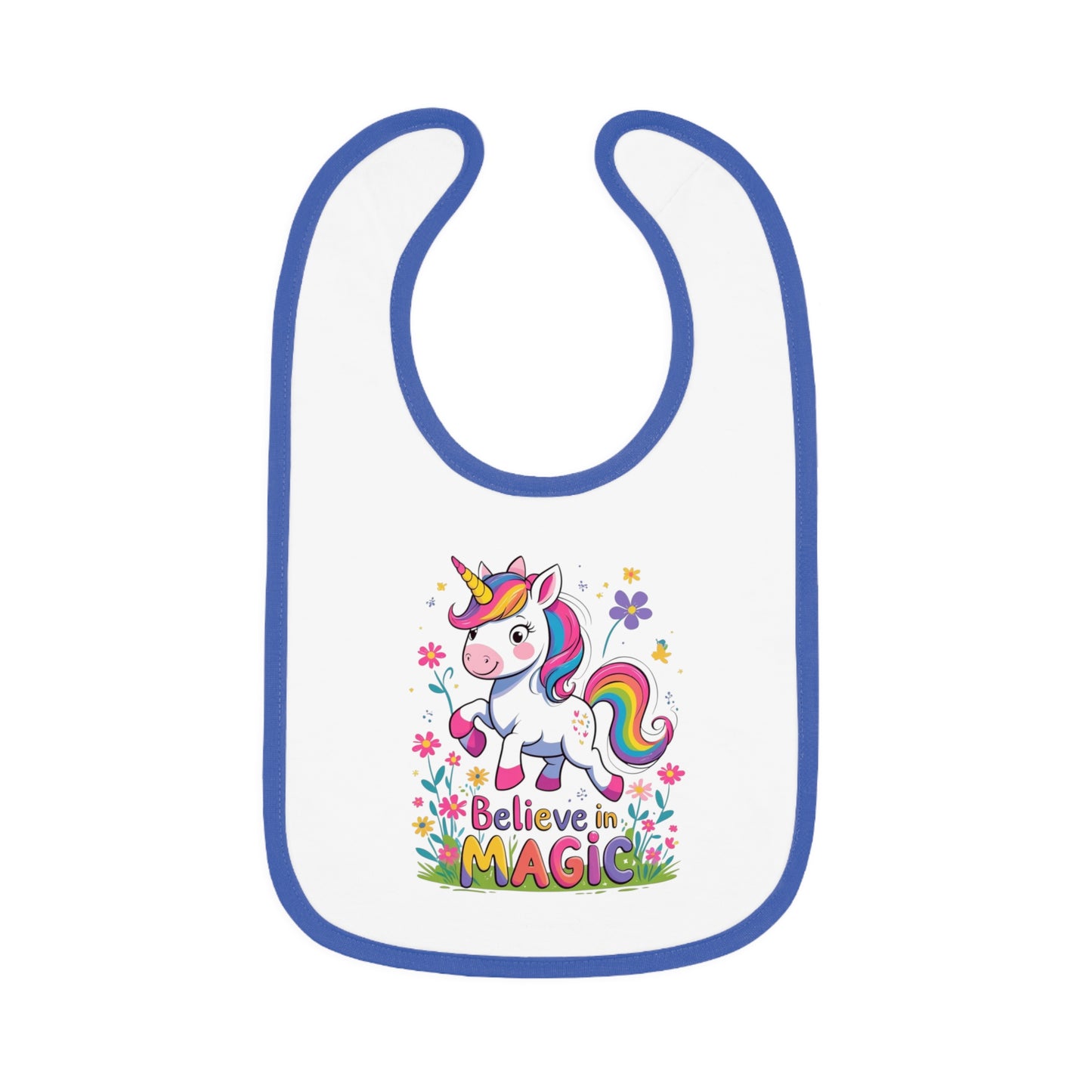 Unicorn "Believe in Magic" – Baby Bib, Pink