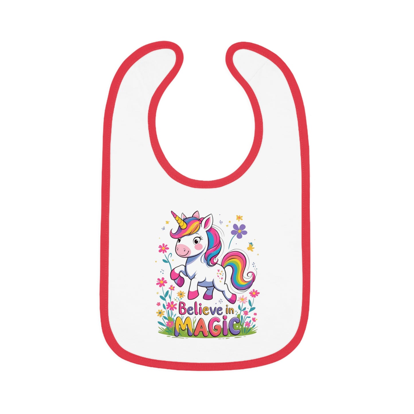 Unicorn "Believe in Magic" – Baby Bib, Pink