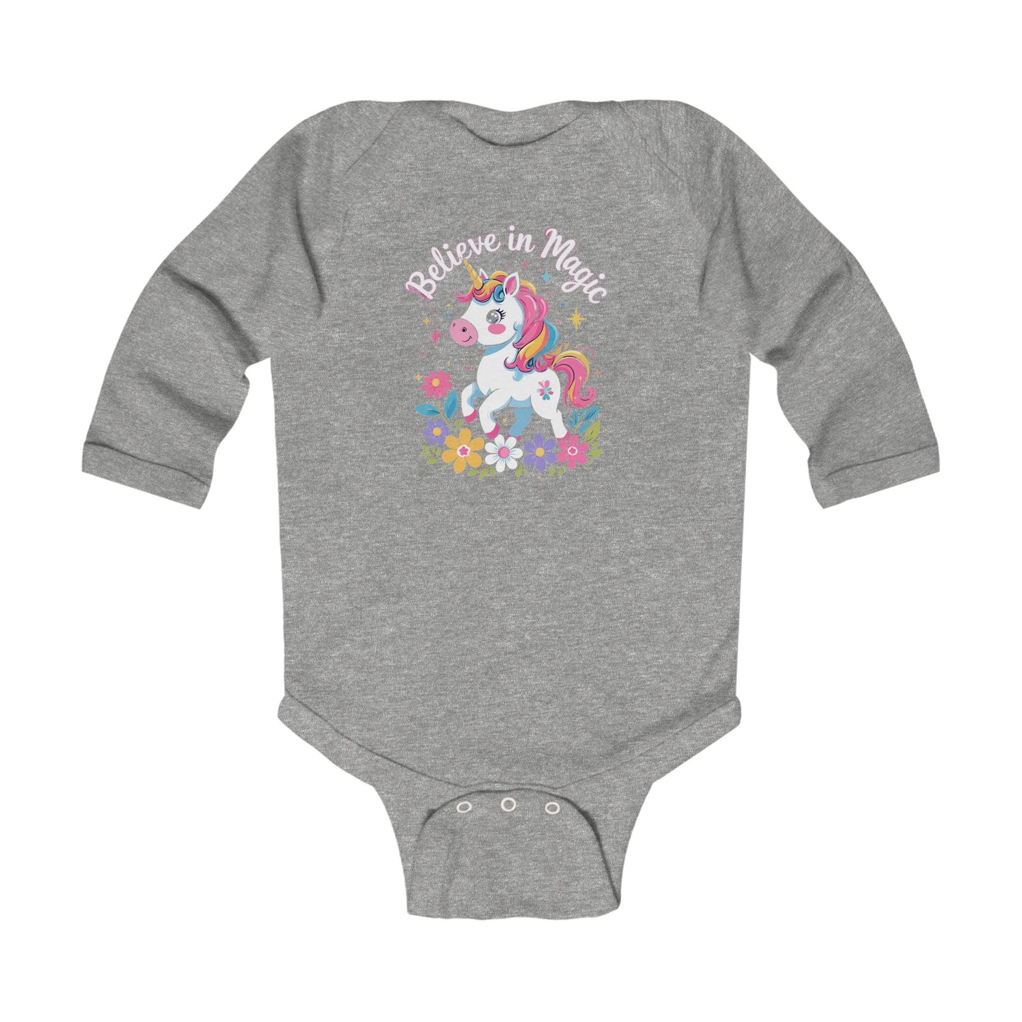 Unicorn "Believe in Magic" Infant Long Sleeve Bodysuit