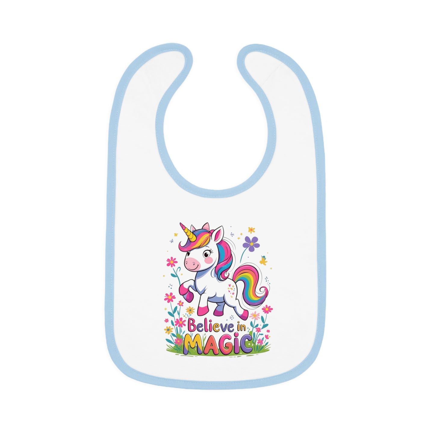 Unicorn "Believe in Magic" – Baby Bib, Pink