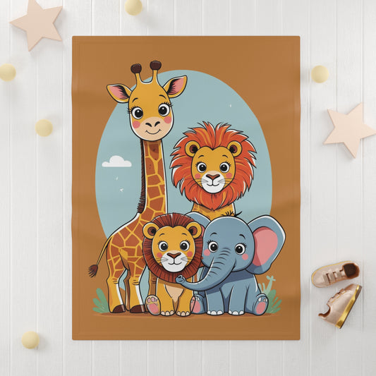 Animal Kingdom Baby Blanket, Nursery Decor - Brown