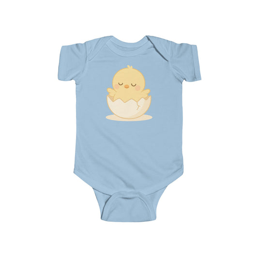 Sleepy Chick in Half-Shell Infant Bodysuit — Pastel Baby Chick Onesie