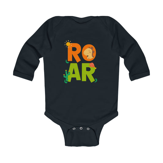 Roar Infant Long Sleeve Bodysuit, Black