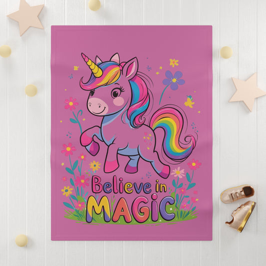 Unicorn Baby Blanket, Nursery Decor - Pink