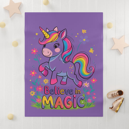 Unicorn Baby Blanket, Nursery Decor - Light Purple